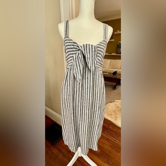 Who What Wear sundress in mattress ticking cotton print - Picture 2 of 10